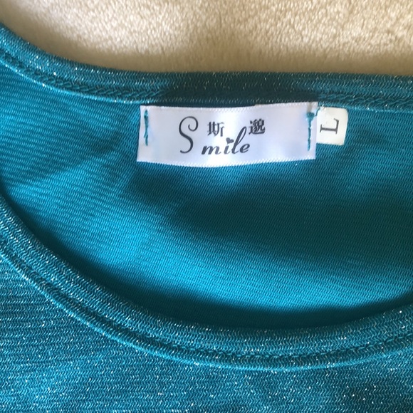 ⬇️ % OFF Icecapades XS S SM Sheer Long sleeve sparkle Teal blouse dress shirt - Picture 3 of 8